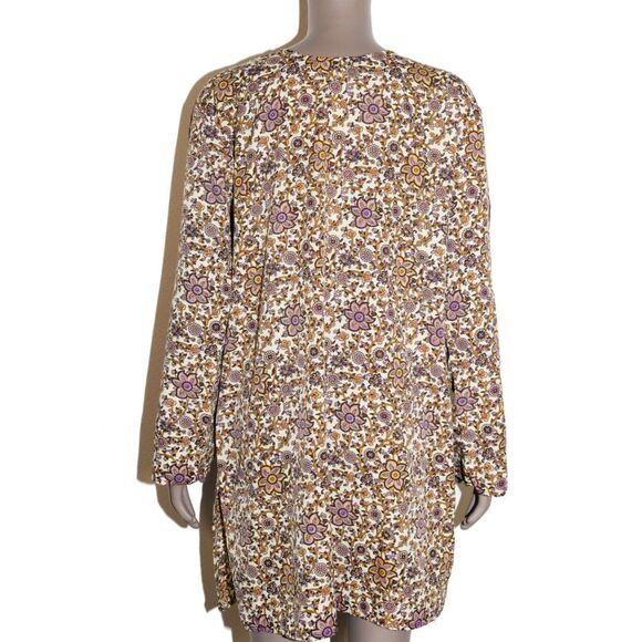 Boho Floral‎ Sparkle Long Sleeve Short Dress Casual Womens Size Large - Picture 2 of 4